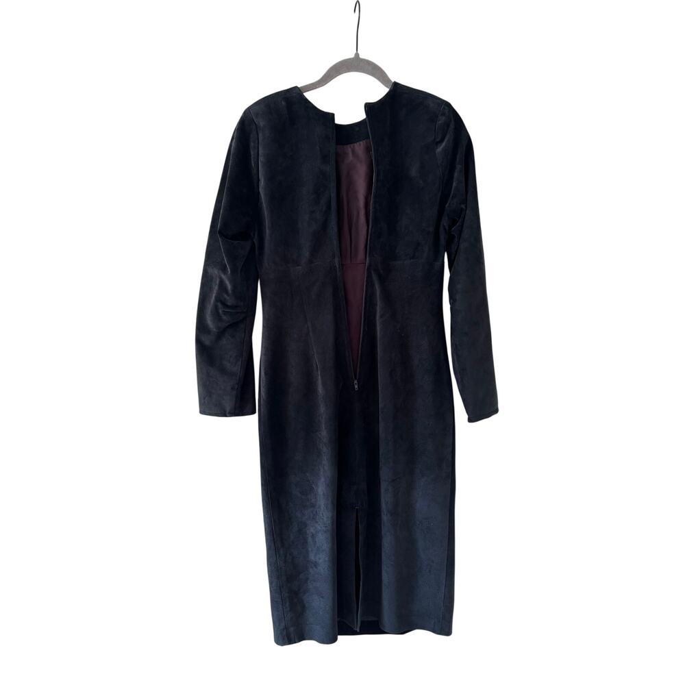 Danier Black Genuine Suede Leather Midi Dress Women’s Small Long Sleeve Zip - Picture 9 of 11